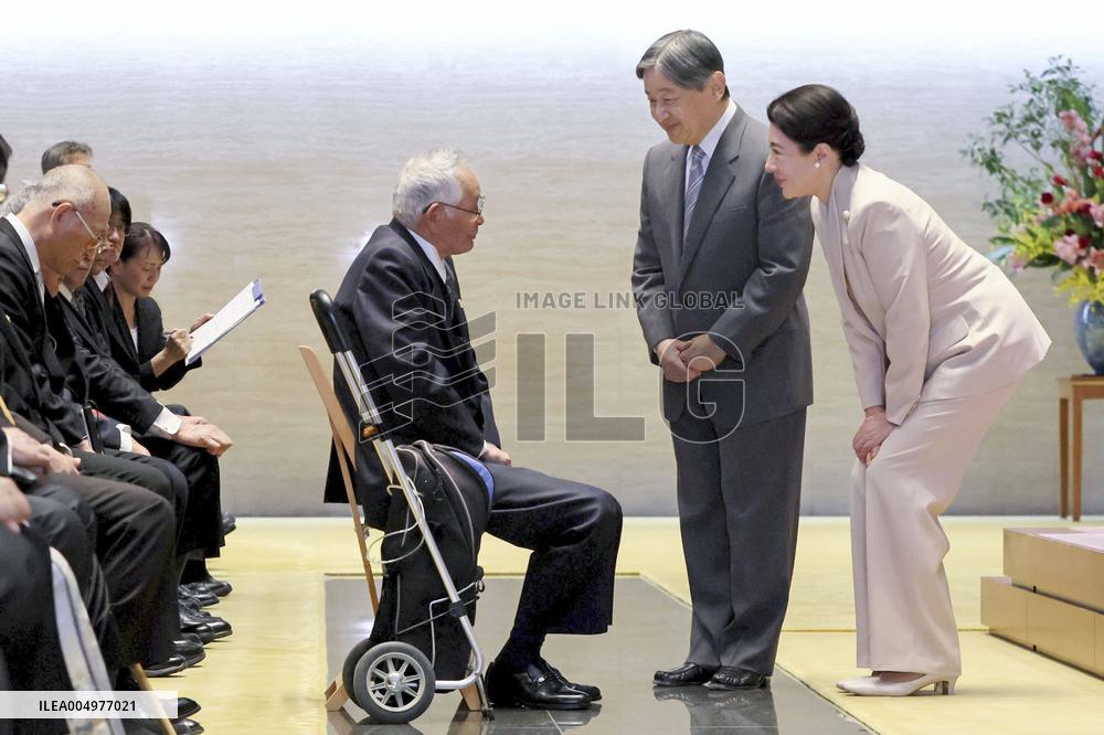 Emperor meets with disabled awardees