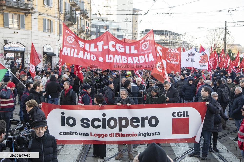 General Strike Demonstration by CIGL Lombardia - Milan