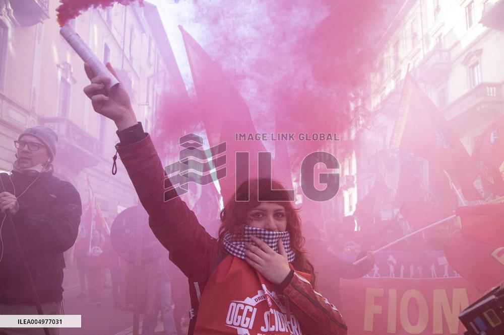 General Strike Demonstration by CIGL Lombardia - Milan