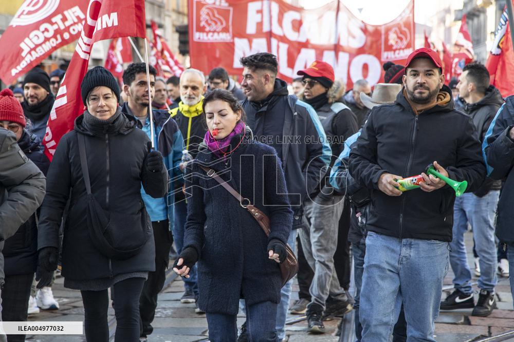 General Strike Demonstration by CIGL Lombardia - Milan