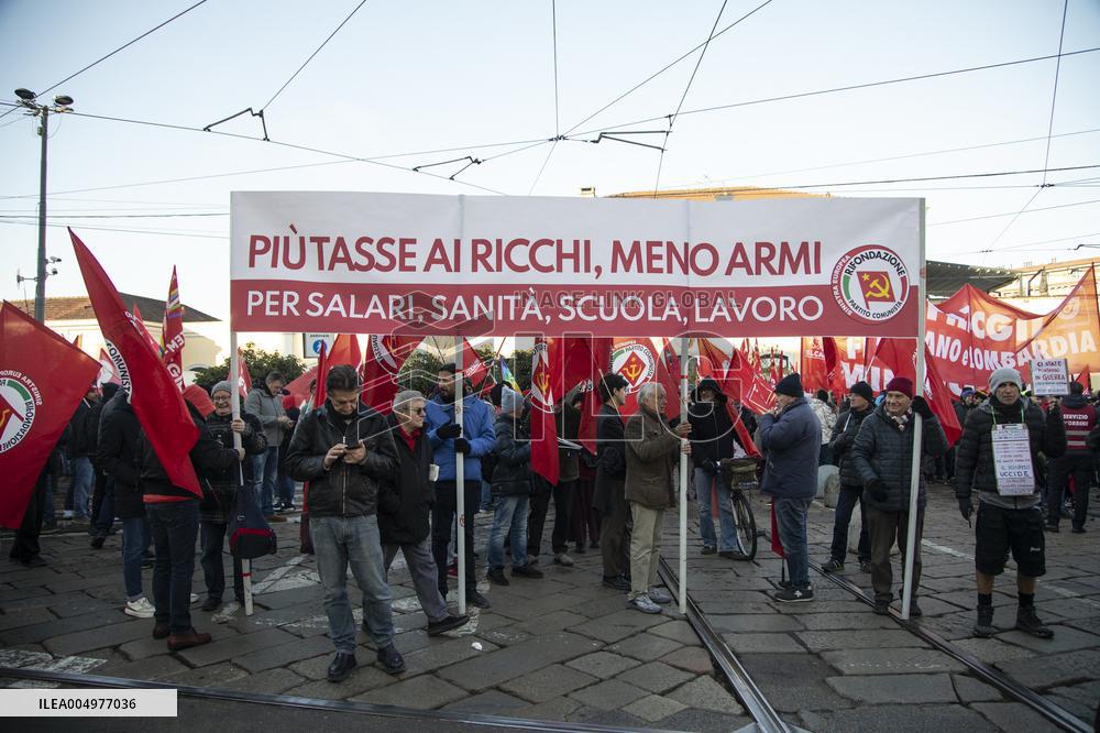 General Strike Demonstration by CIGL Lombardia - Milan