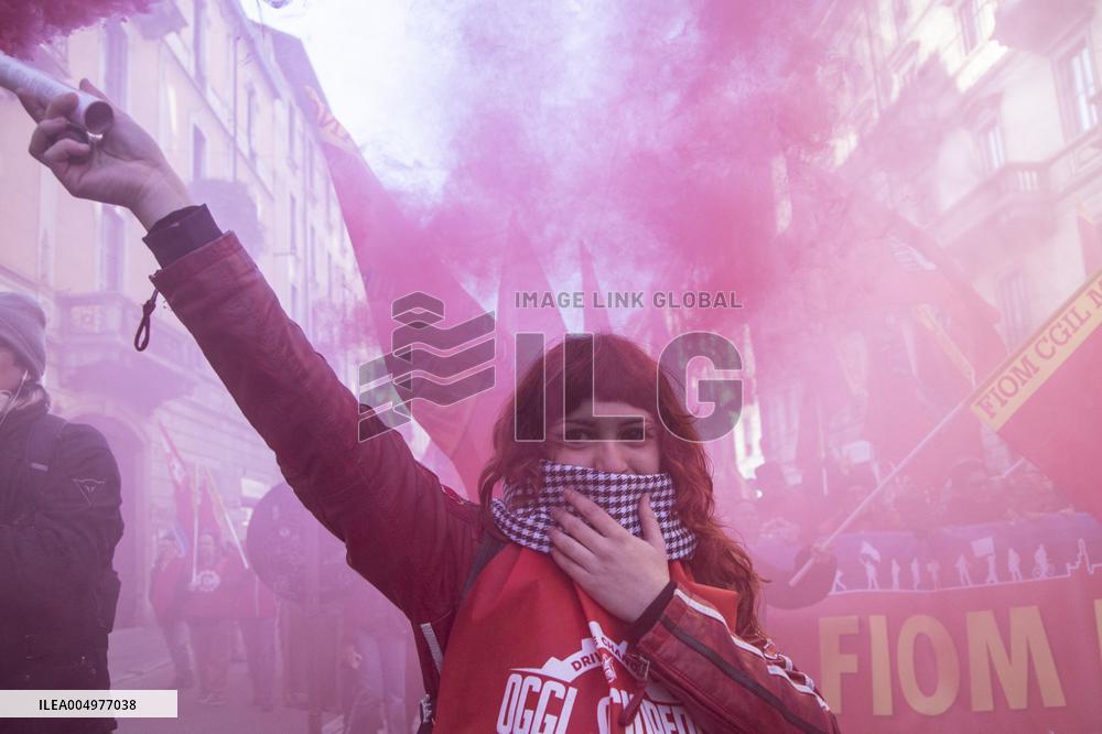 General Strike Demonstration by CIGL Lombardia - Milan