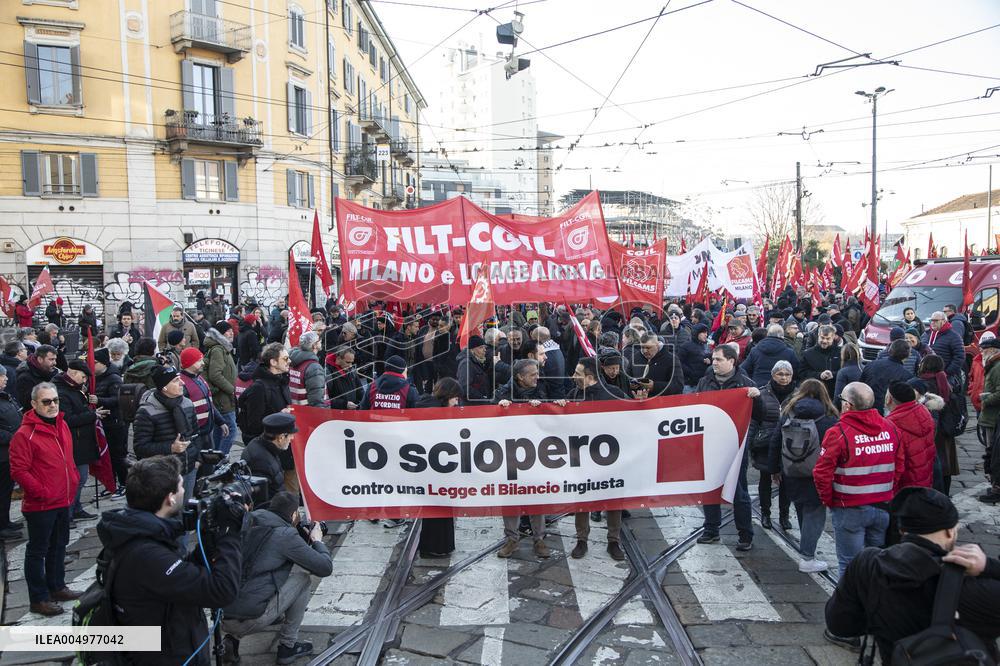 General Strike Demonstration by CIGL Lombardia - Milan