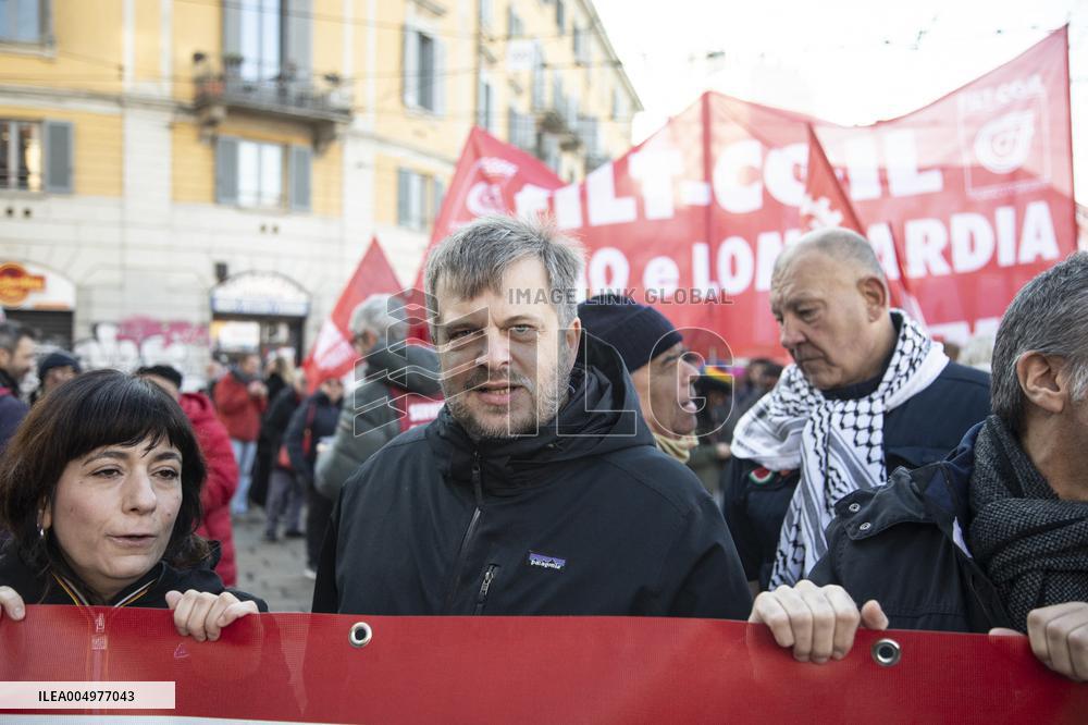 General Strike Demonstration by CIGL Lombardia - Milan