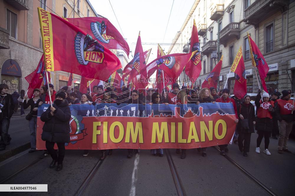 General Strike Demonstration by CIGL Lombardia - Milan