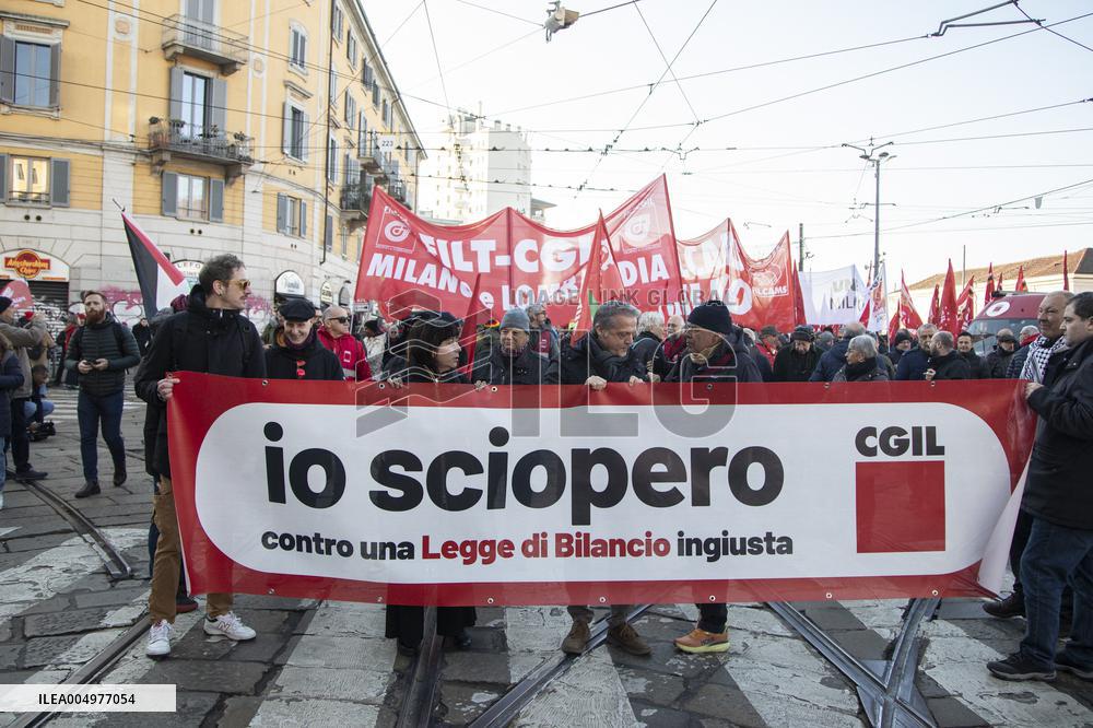General Strike Demonstration by CIGL Lombardia - Milan