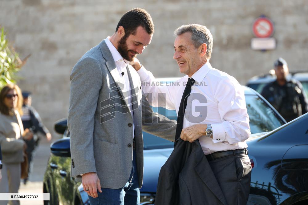 Nicolas Sarkozy And Son At Public Book Signing - France
