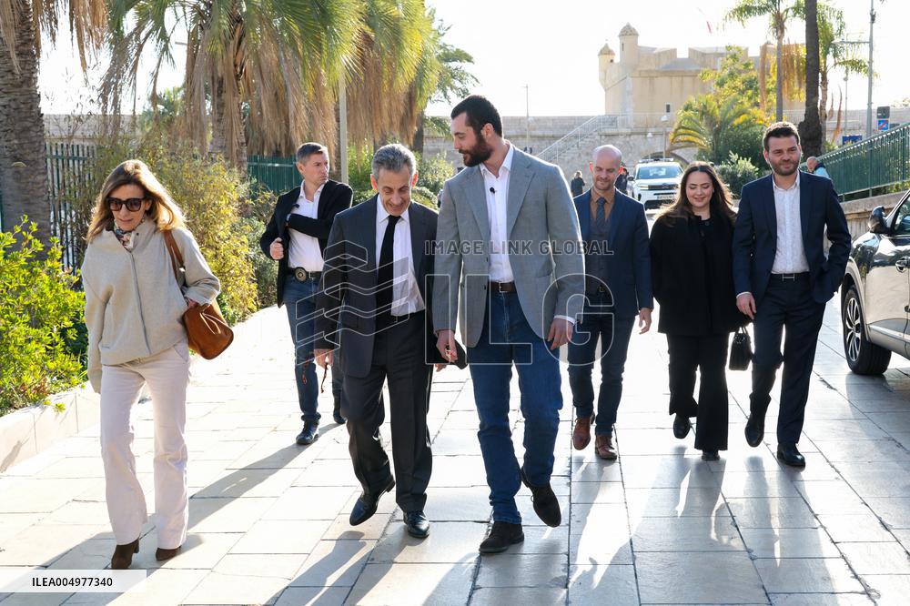 Nicolas Sarkozy And Son At Public Book Signing - France