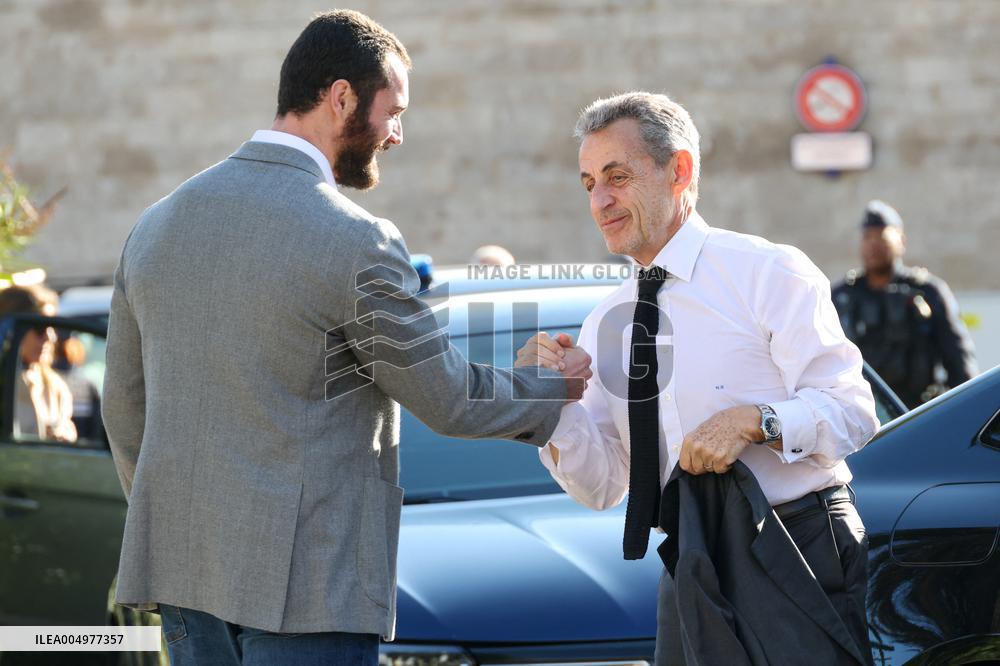 Nicolas Sarkozy And Son At Public Book Signing - France