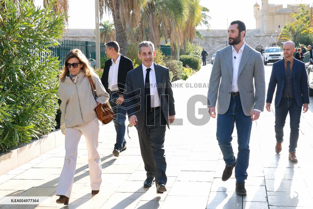 Nicolas Sarkozy And Son At Public Book Signing - France