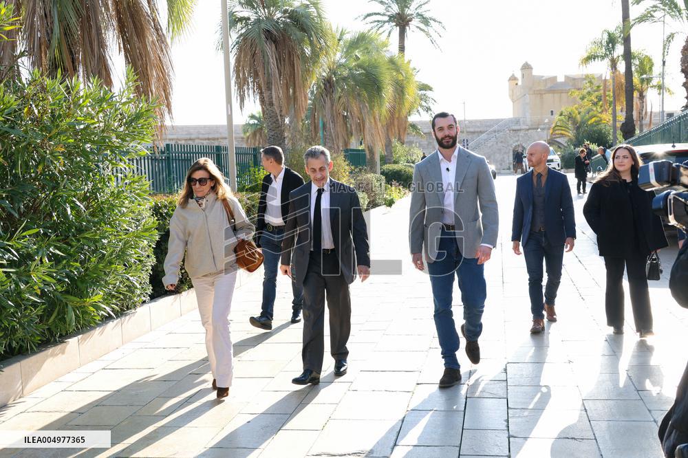 Nicolas Sarkozy And Son At Public Book Signing - France