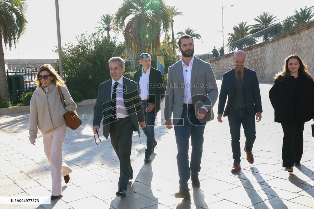 Nicolas Sarkozy And Son At Public Book Signing - France