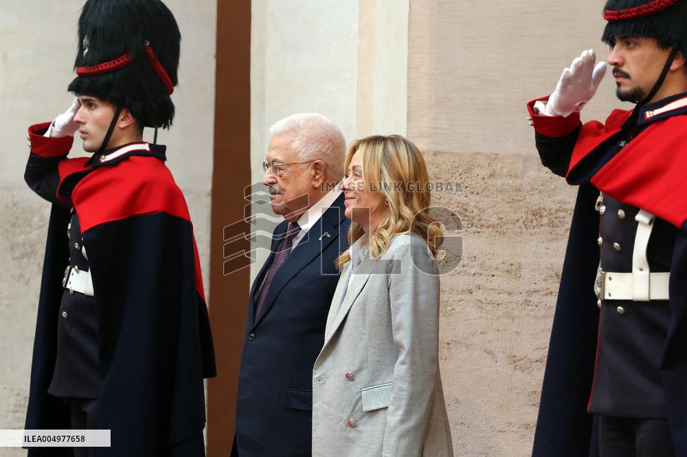Giorgia Meloni receives Mahmoud Abbas at Palazzo Chigi - Rome