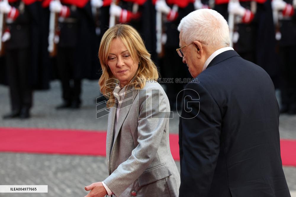 Giorgia Meloni receives Mahmoud Abbas at Palazzo Chigi - Rome