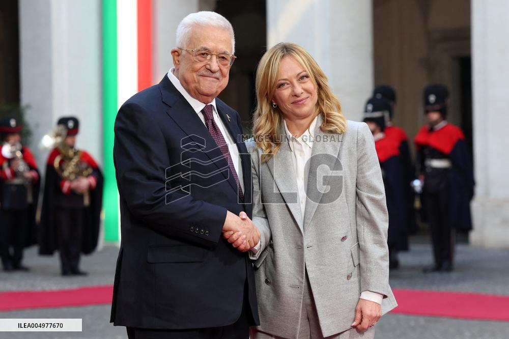 Giorgia Meloni receives Mahmoud Abbas at Palazzo Chigi - Rome