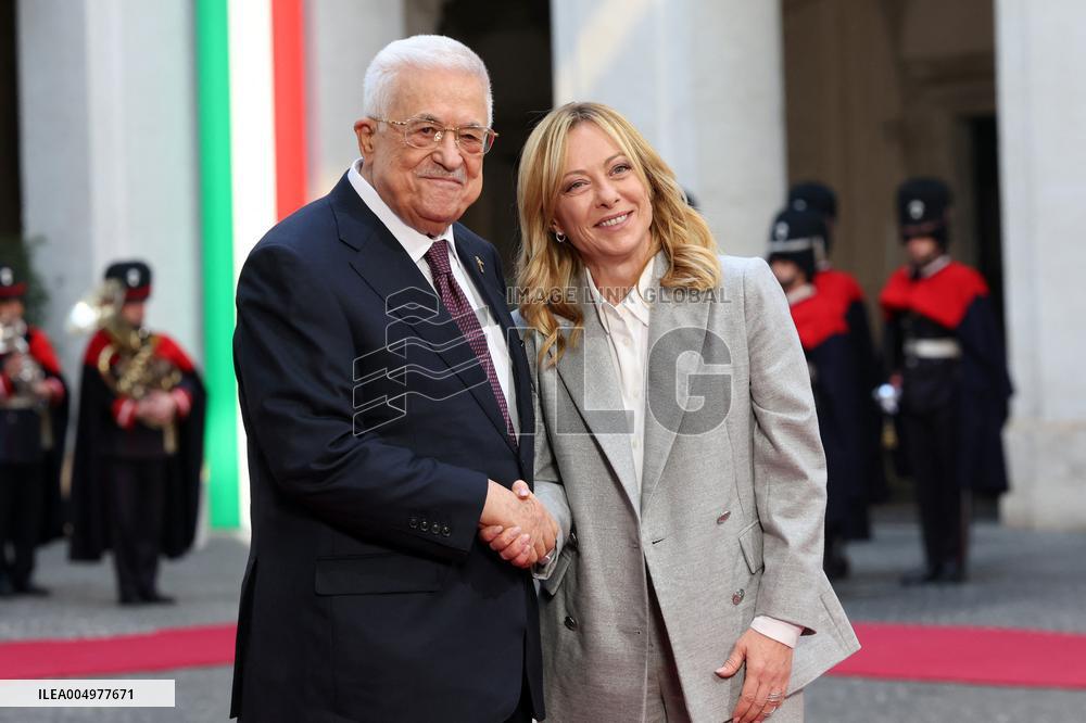 Giorgia Meloni receives Mahmoud Abbas at Palazzo Chigi - Rome