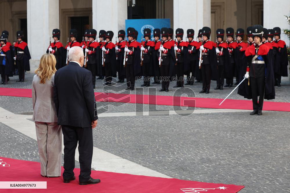 Giorgia Meloni receives Mahmoud Abbas at Palazzo Chigi - Rome