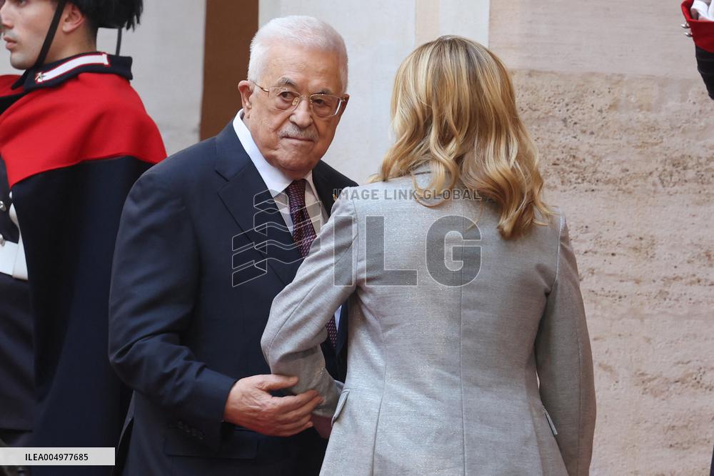 Giorgia Meloni receives Mahmoud Abbas at Palazzo Chigi - Rome