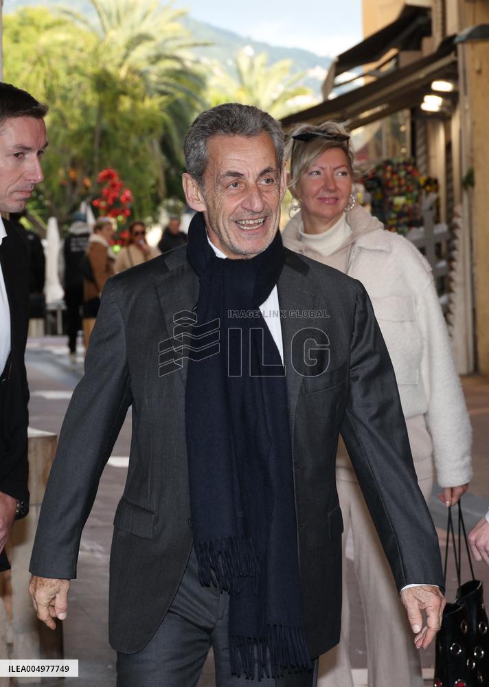 Nicolas Sarkozy And Son Leave Restaurant To Attend Book Signing - France
