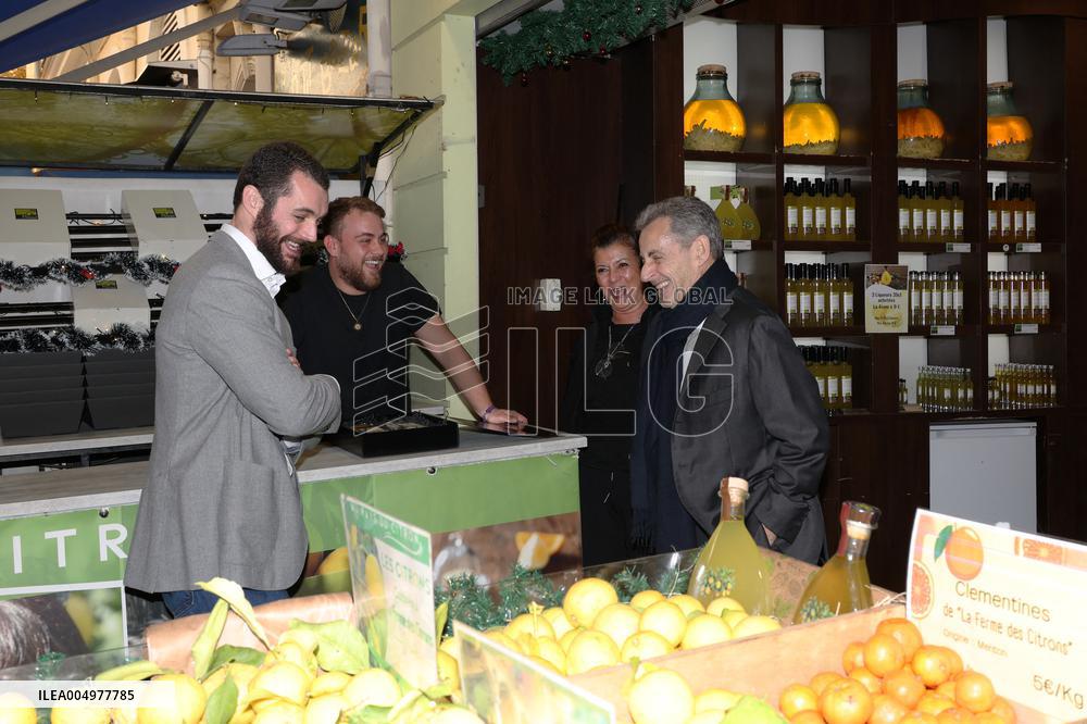 Nicolas Sarkozy And Son Leave Restaurant To Attend Book Signing - France