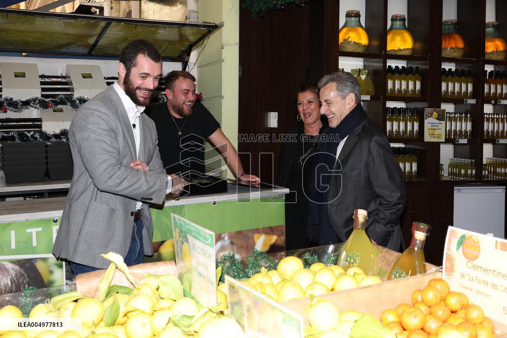 Nicolas Sarkozy And Son Leave Restaurant To Attend Book Signing - France