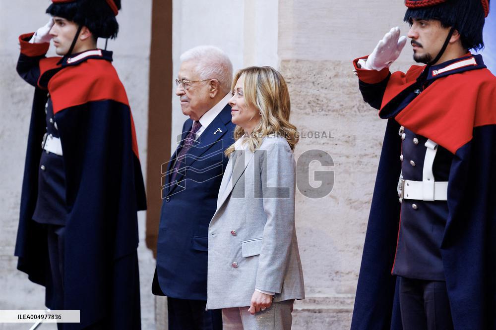 Giorgia Meloni Receives Mahmoud Abbas at Palazzo Chigi - Rome