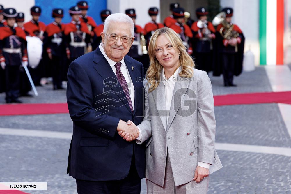 Giorgia Meloni Receives Mahmoud Abbas at Palazzo Chigi - Rome