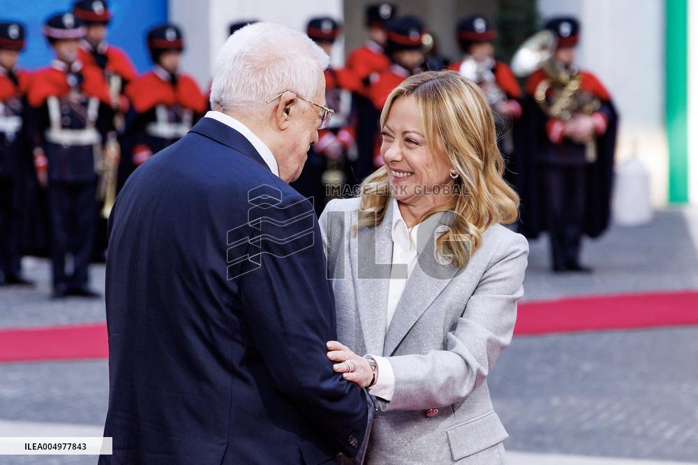 Giorgia Meloni Receives Mahmoud Abbas at Palazzo Chigi - Rome