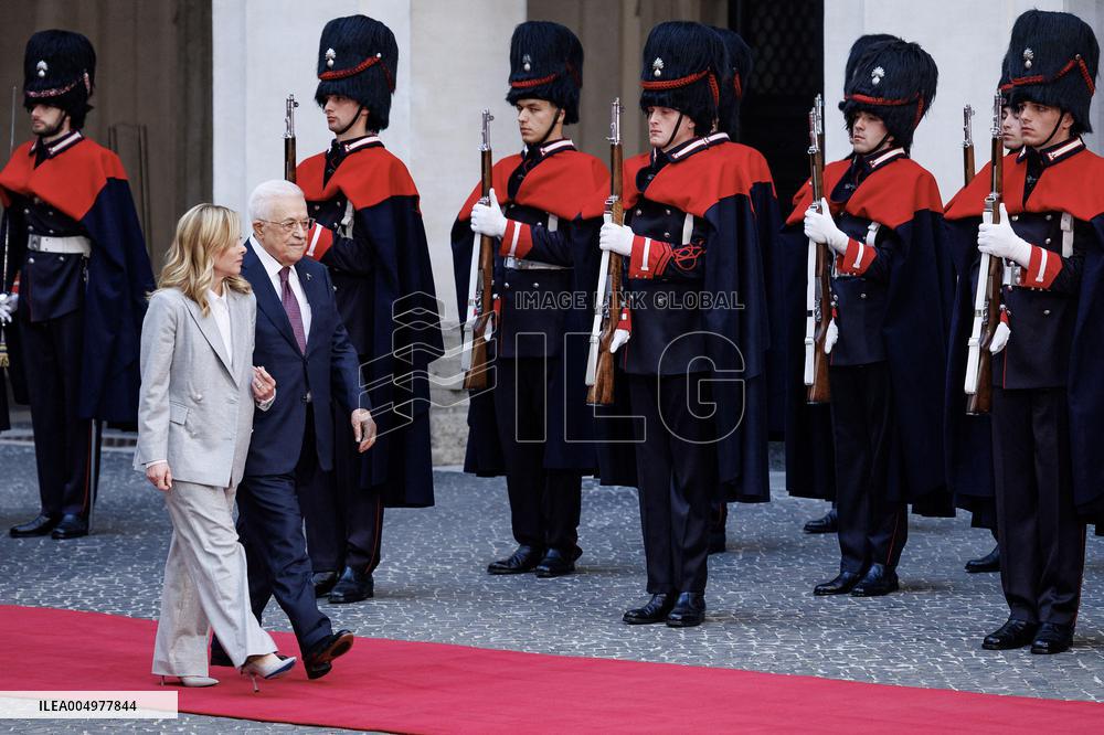 Giorgia Meloni Receives Mahmoud Abbas at Palazzo Chigi - Rome