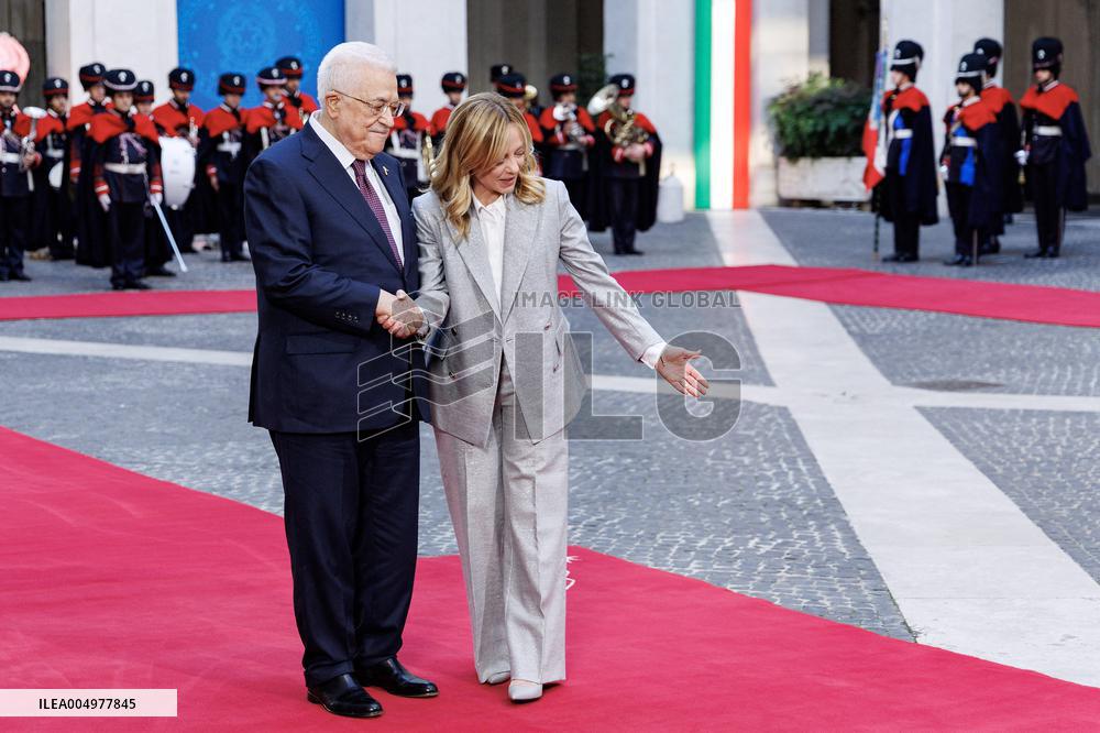 Giorgia Meloni Receives Mahmoud Abbas at Palazzo Chigi - Rome