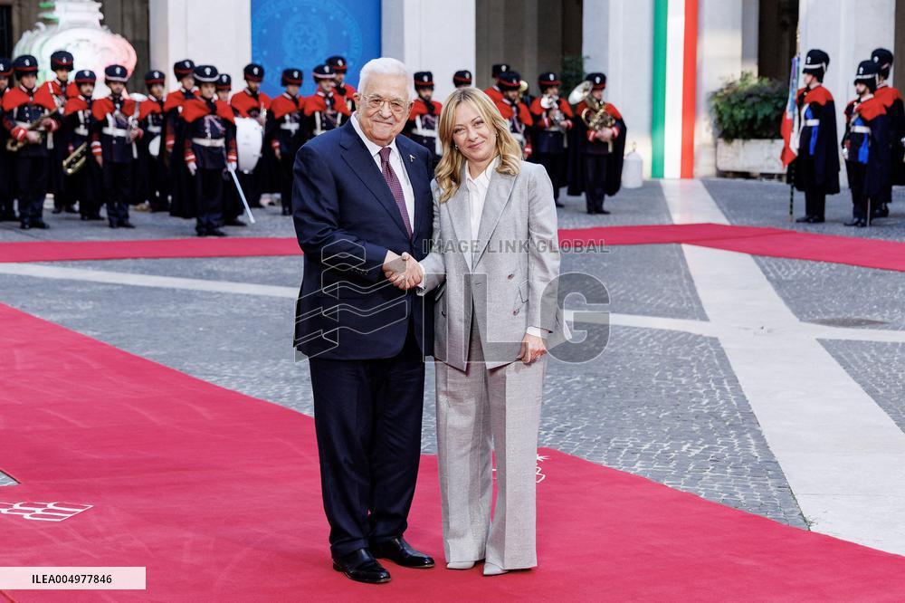 Giorgia Meloni Receives Mahmoud Abbas at Palazzo Chigi - Rome