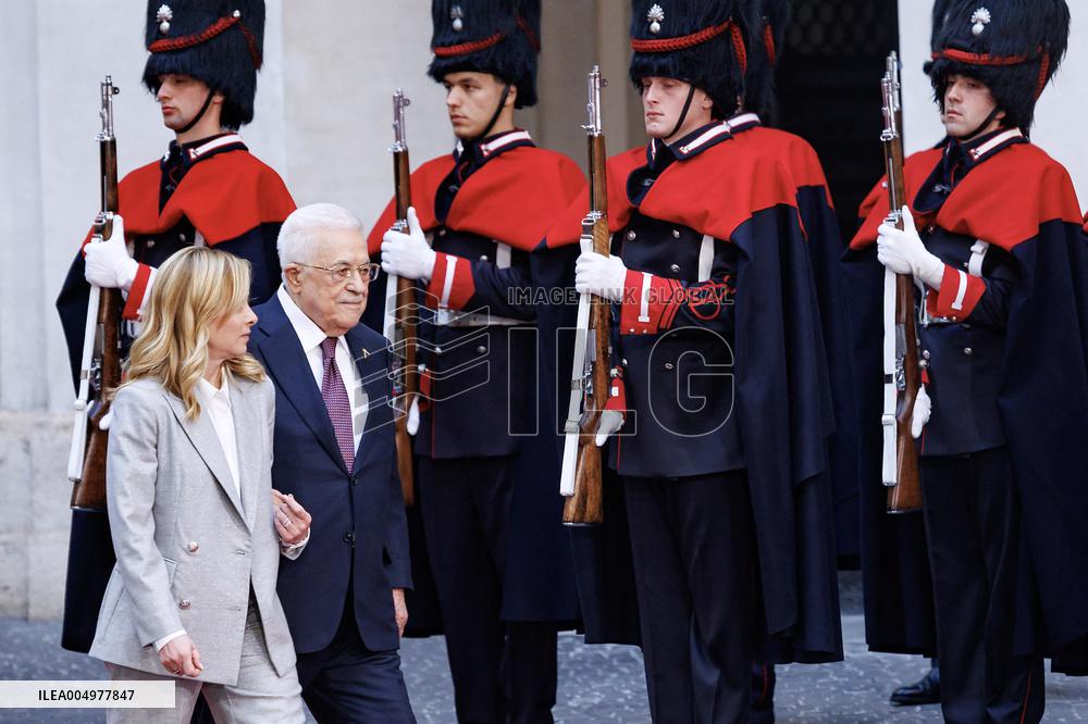 Giorgia Meloni Receives Mahmoud Abbas at Palazzo Chigi - Rome