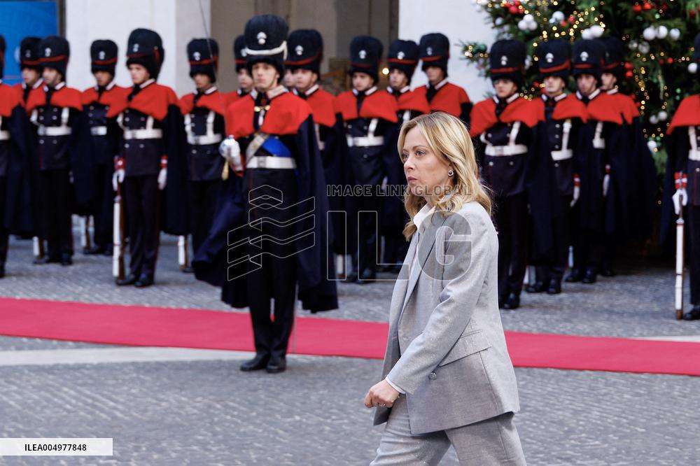 Giorgia Meloni Receives Mahmoud Abbas at Palazzo Chigi - Rome