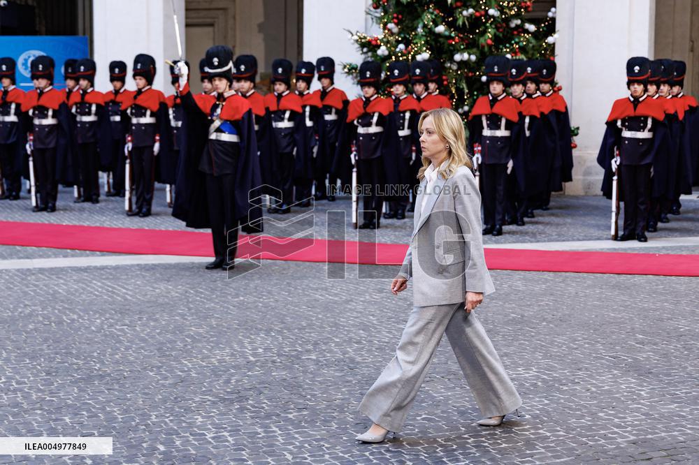 Giorgia Meloni Receives Mahmoud Abbas at Palazzo Chigi - Rome