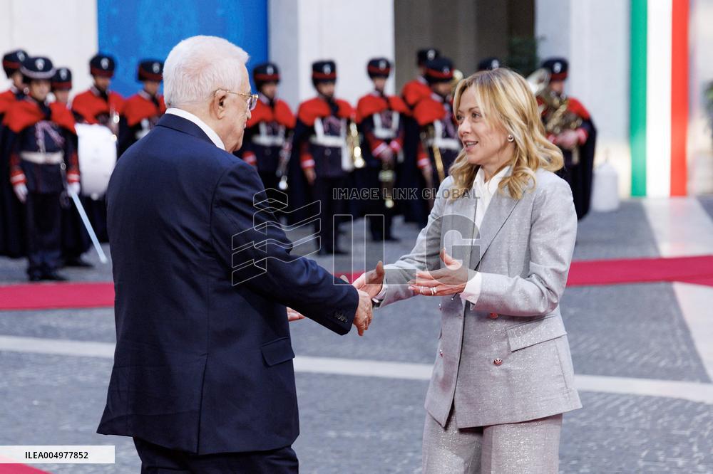 Giorgia Meloni Receives Mahmoud Abbas at Palazzo Chigi - Rome