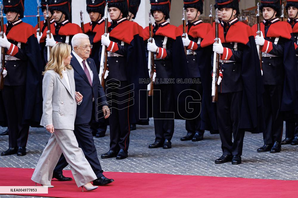 Giorgia Meloni Receives Mahmoud Abbas at Palazzo Chigi - Rome
