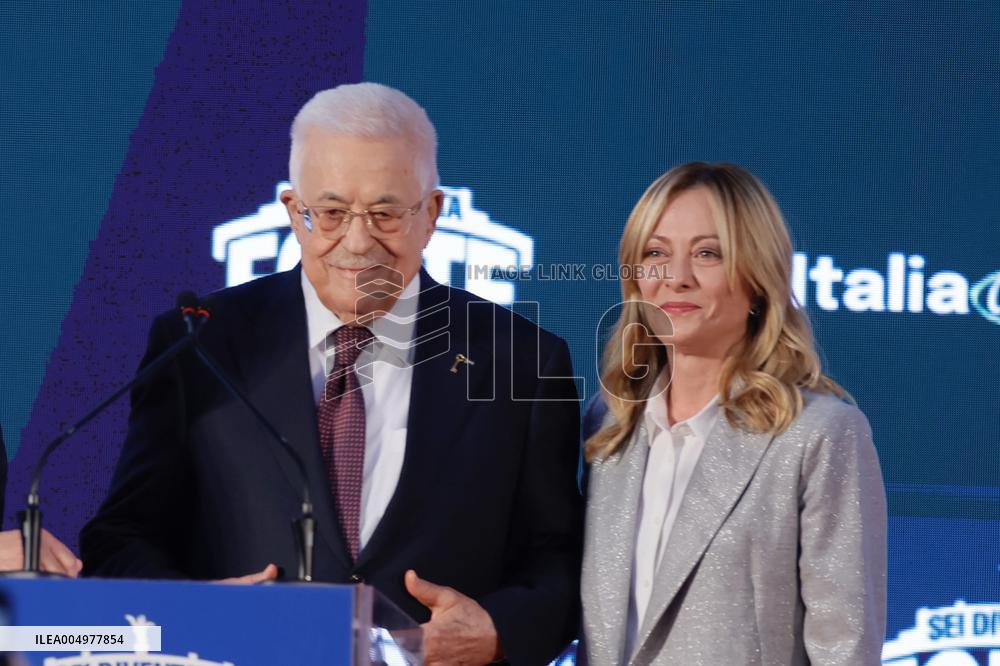 PM Giorgia Meloni and President Mahmoud Abbas at the Fratelli d'Italia FDI Atreju 2025 Event - Rome