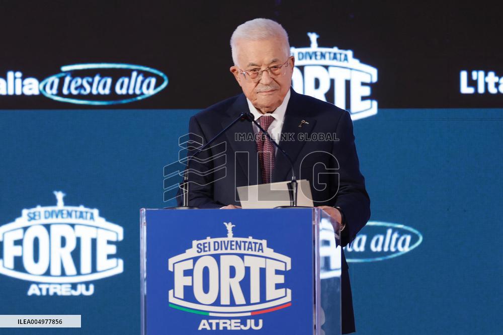 PM Giorgia Meloni and President Mahmoud Abbas at the Fratelli d'Italia FDI Atreju 2025 Event - Rome