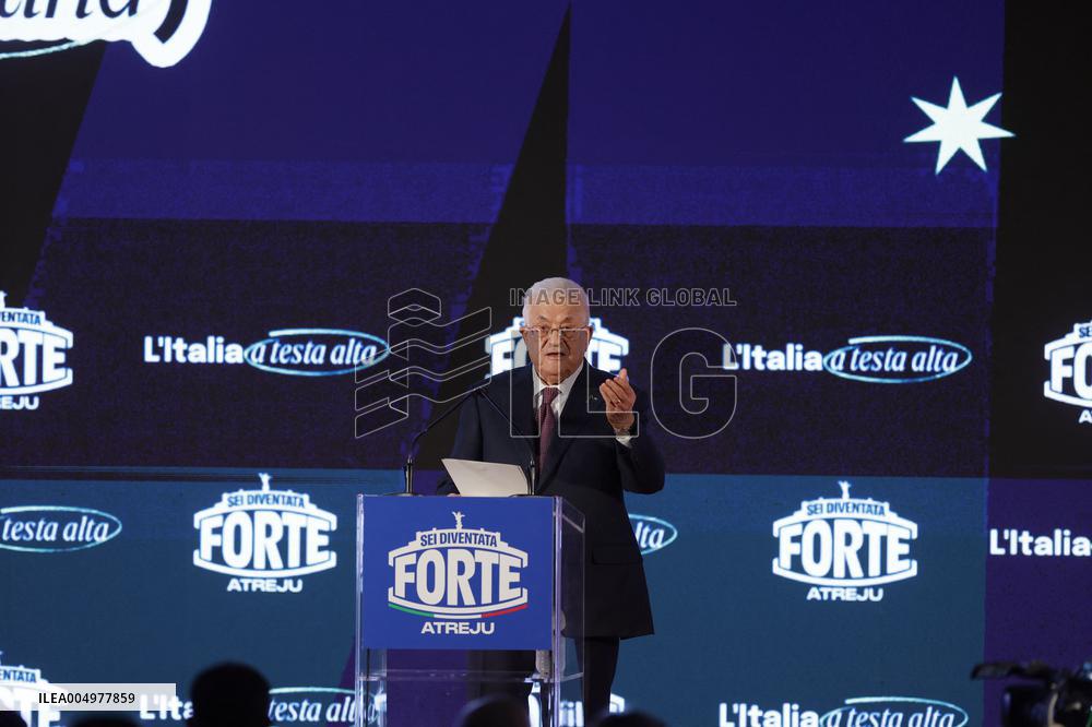 PM Giorgia Meloni and President Mahmoud Abbas at the Fratelli d'Italia FDI Atreju 2025 Event - Rome
