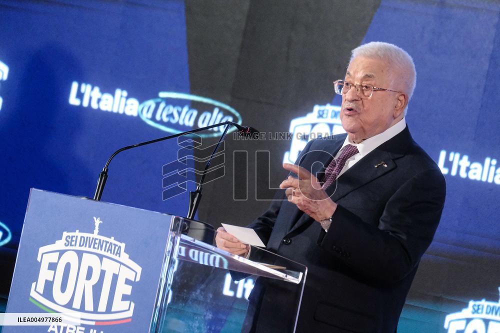 PM Giorgia Meloni and President Mahmoud Abbas at the Fratelli d'Italia FDI Atreju 2025 Event - Rome