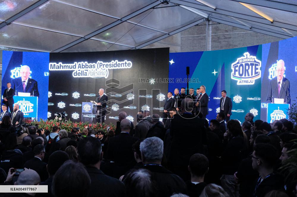 PM Giorgia Meloni and President Mahmoud Abbas at the Fratelli d'Italia FDI Atreju 2025 Event - Rome