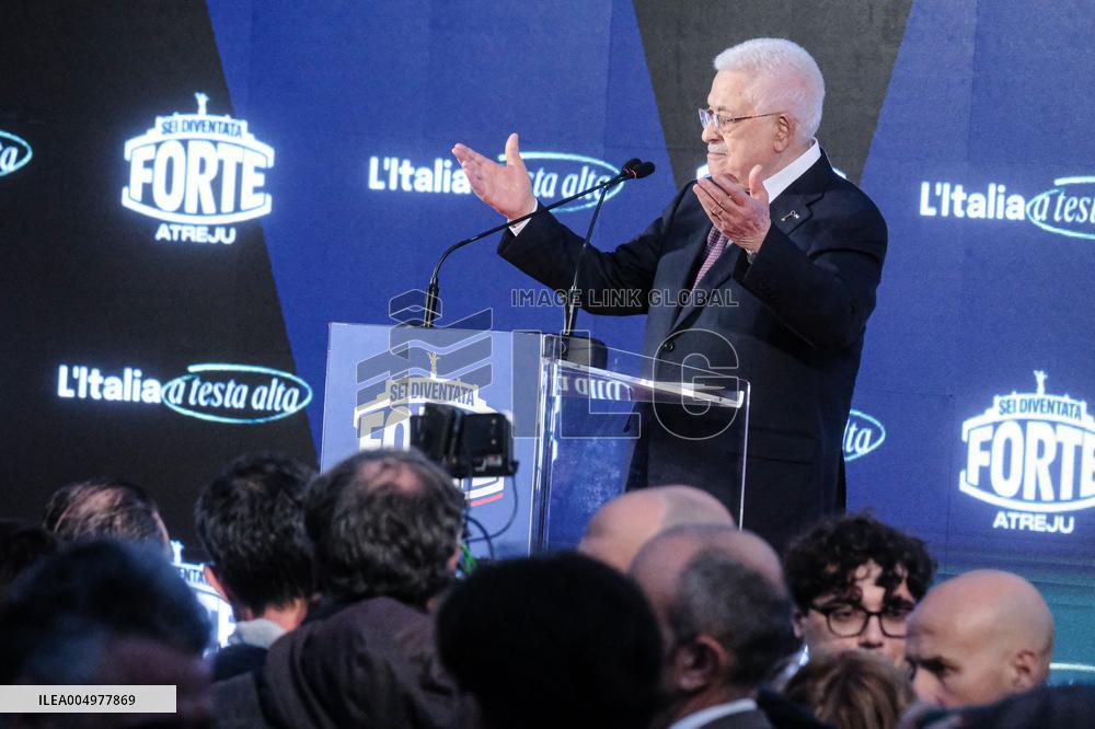 PM Giorgia Meloni and President Mahmoud Abbas at the Fratelli d'Italia FDI Atreju 2025 Event - Rome