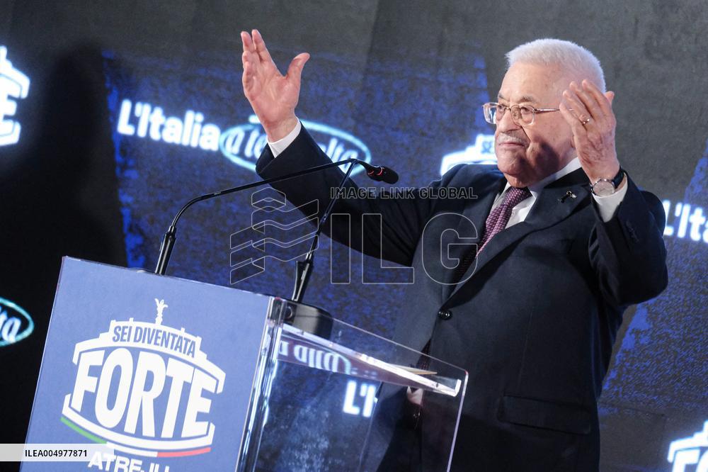PM Giorgia Meloni and President Mahmoud Abbas at the Fratelli d'Italia FDI Atreju 2025 Event - Rome
