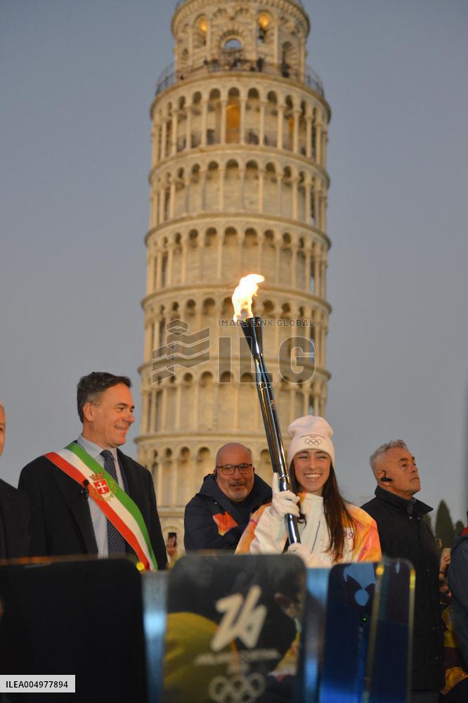 Arrival Of Olympic Flame in the Piazza dei Miracoli - Pisa