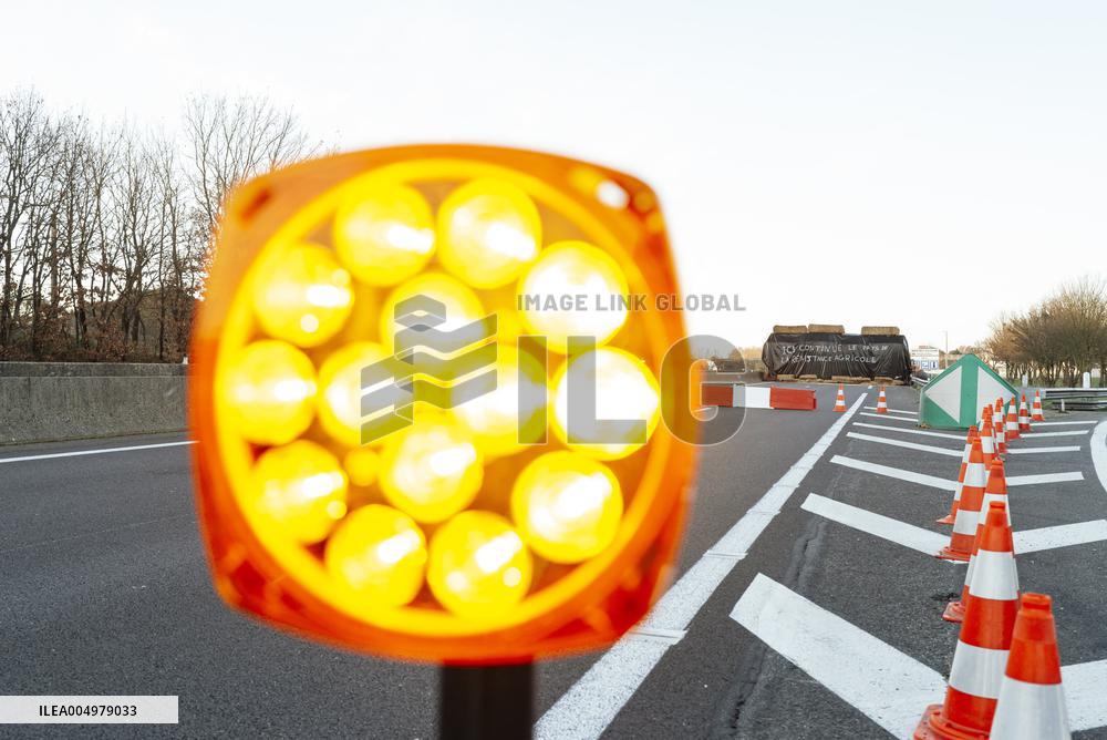 Farmers Blockade On The A64 Motorway Near Carbonne - France