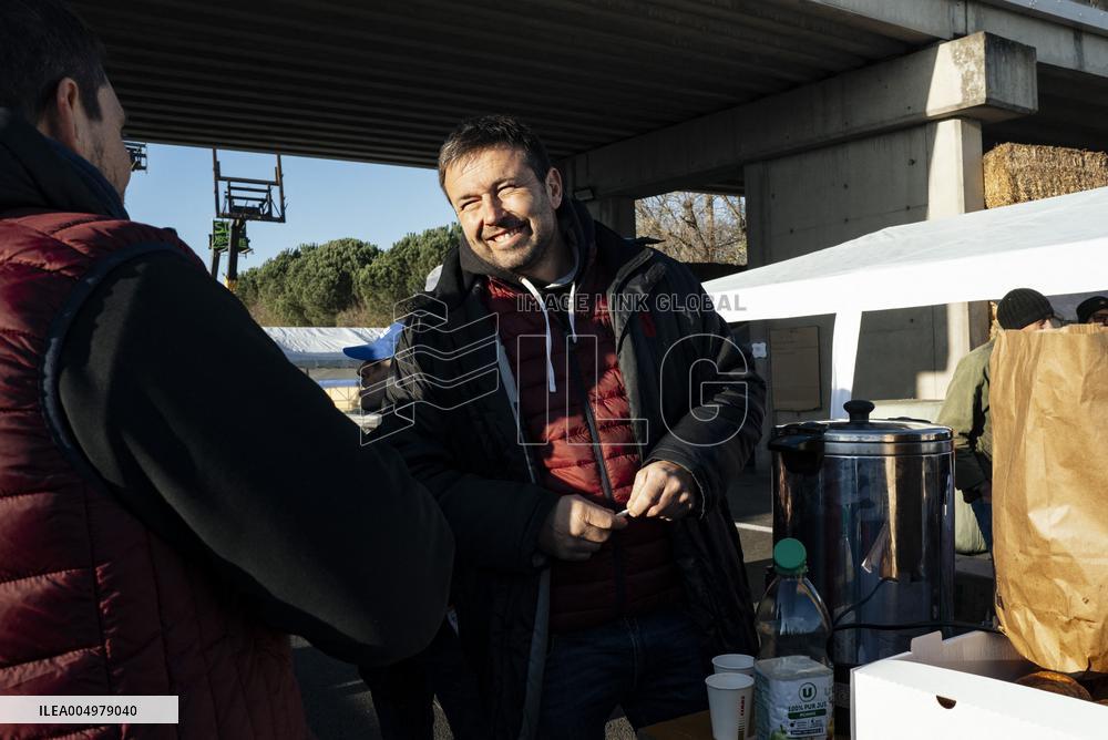 Farmers Blockade On The A64 Motorway Near Carbonne - France