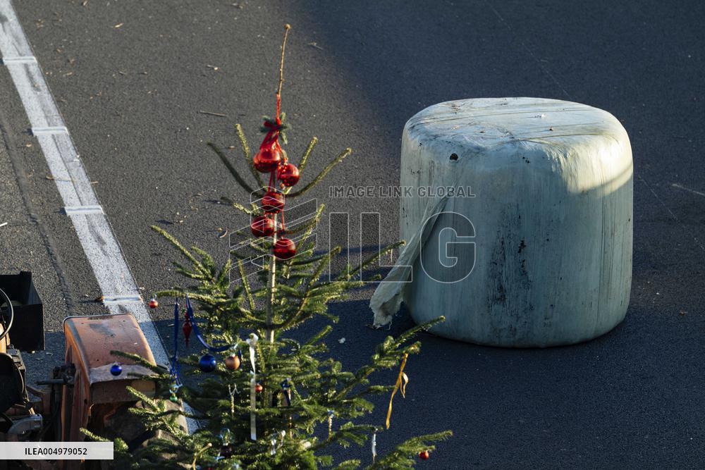Farmers Blockade On The A64 Motorway Near Carbonne - France