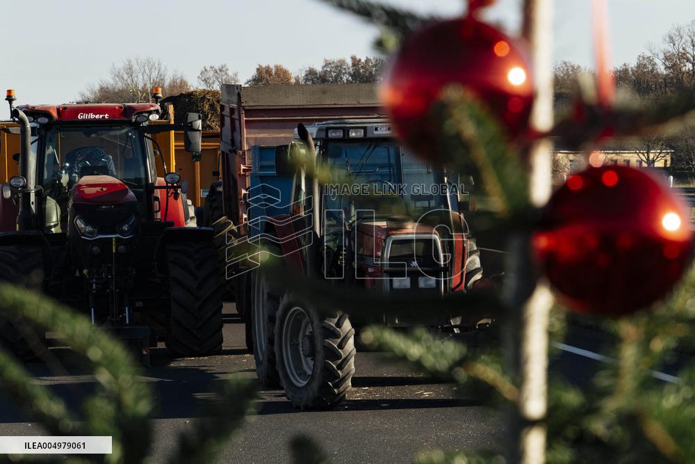Farmers Blockade On The A64 Motorway Near Carbonne - France