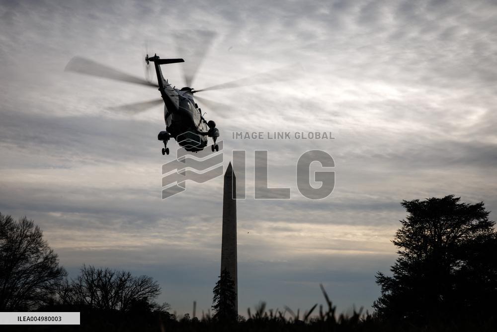 DC: President Trump Departs White House for Army-Navy Football Game