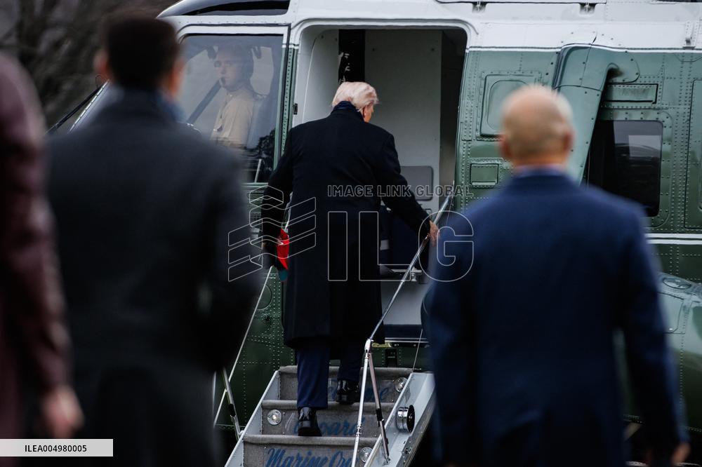 DC: President Trump Departs White House for Army-Navy Football Game